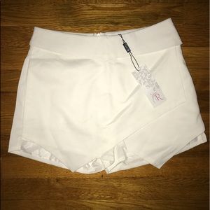 White Asymmetrical Skort